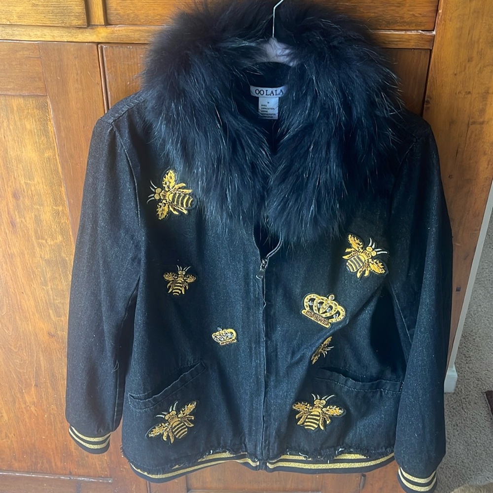 NWT Ooh La La, Jean,  Bee denim embellished jacket
